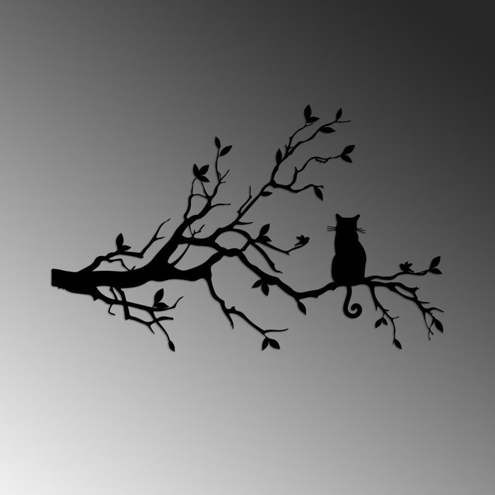 Wallity Cat 12 Escultura de Pared Metálica Negra 80x50 cm